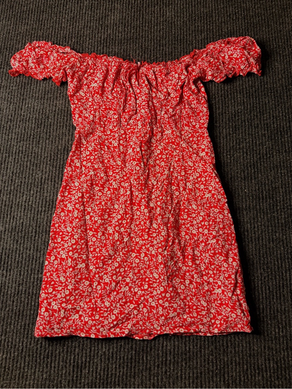 Princess Polly Gracie Red Floral Off Shoulder Mini Dress US 4